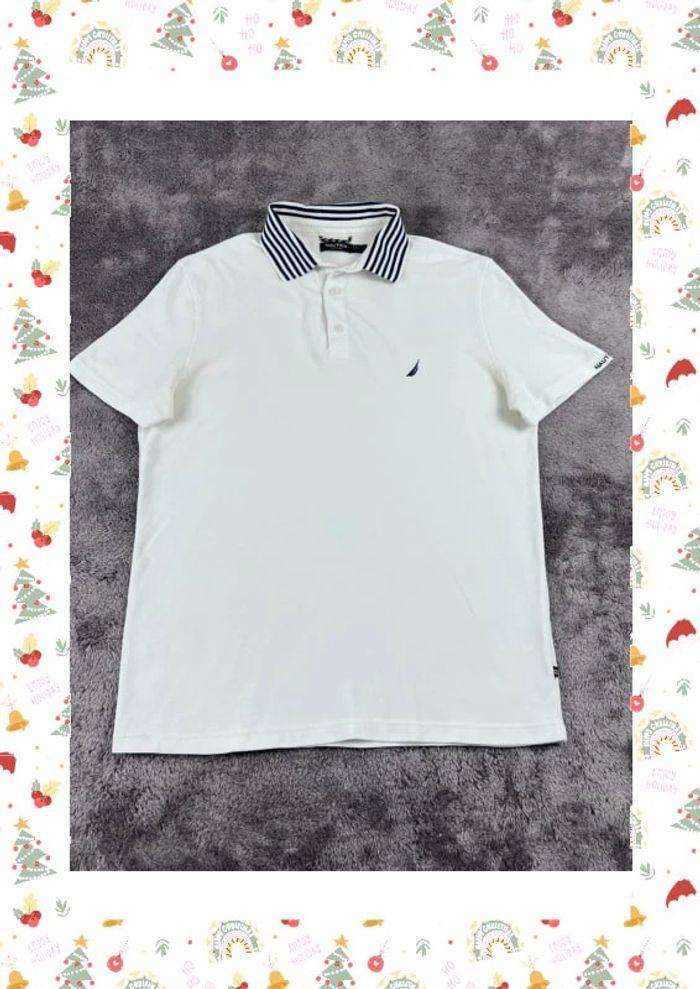 👕 Polo Nautica Logo Brodé Blanc Taille L 👕 - photo numéro 2