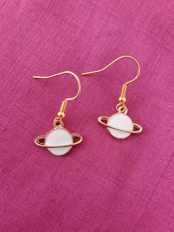 Boucles d'oreilles Saturne blanc et doré