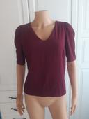 Tee-shirt blouse manches courtes avec brassière intégrée rouge bordeaux taille S 36 Etam