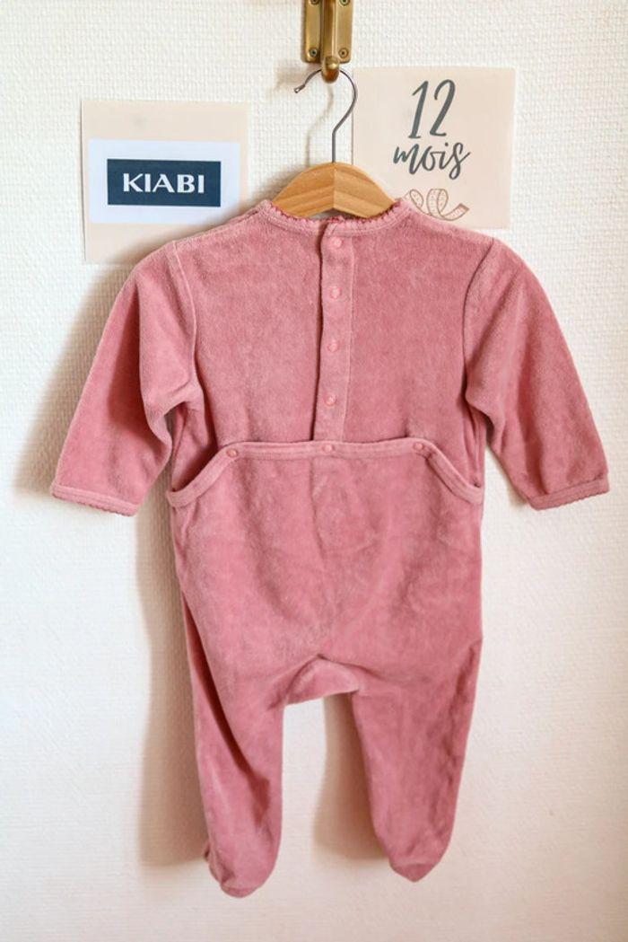 Pyjama une pièce velours rose foncé, Kiabi, 12 mois - photo numéro 5