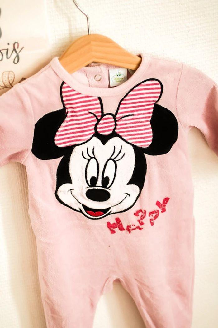 Pyjama velours rose Minnie, 3 mois, Disney - photo numéro 3