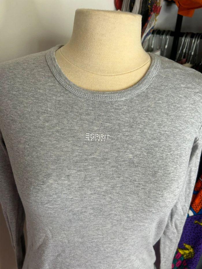 Teeshirt gris manches longues Esprit 100% coton - photo numéro 2