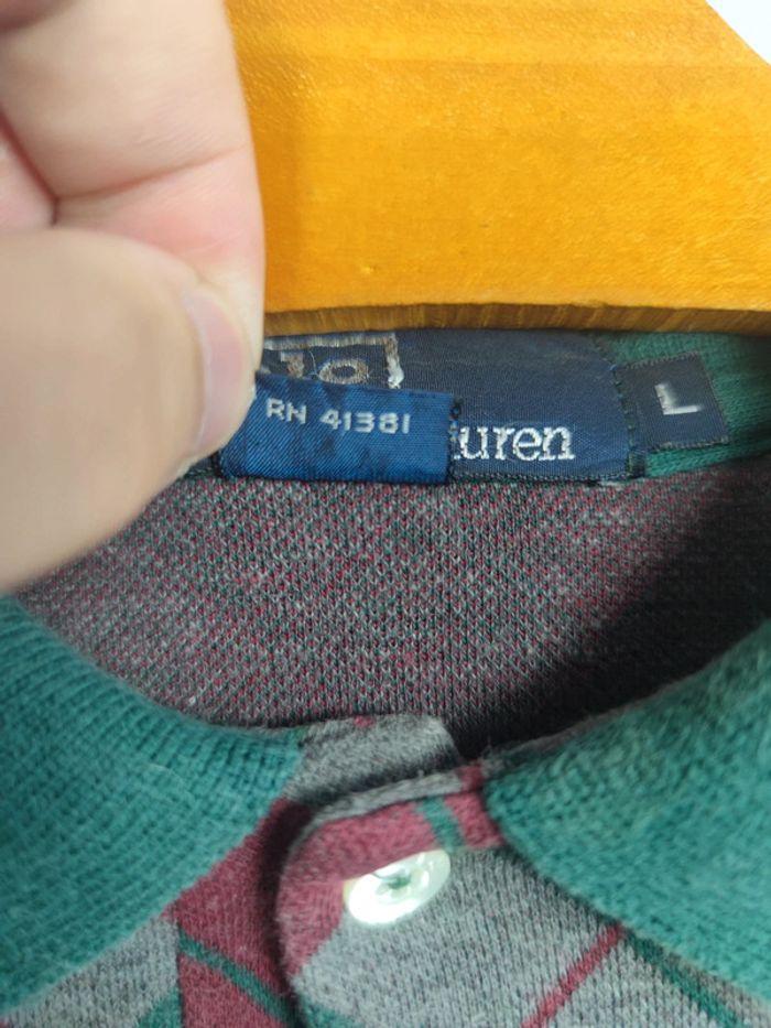 Polo Ralph Lauren Gris Foncé à Carreaux Rouge et Vert Logo Brodé Bleu Marine Taille L Homme - photo numéro 5