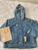 Veste gilet manteau capuche jeans Canari bébé 12 mois parfait etat