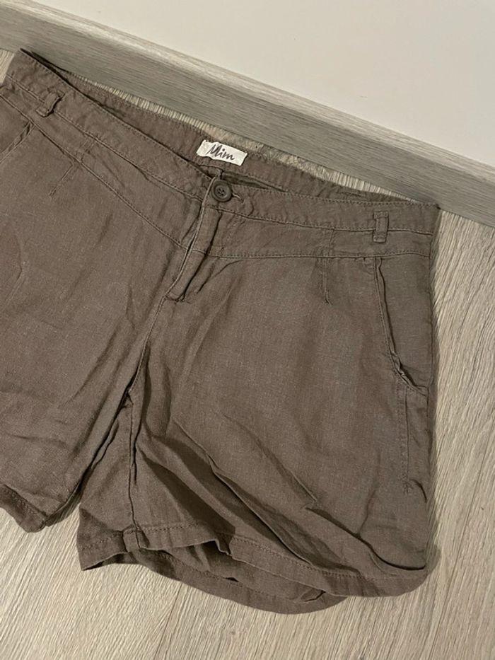 Short cargo marron taupe taille haute en lin mim taille 38 - photo numéro 2