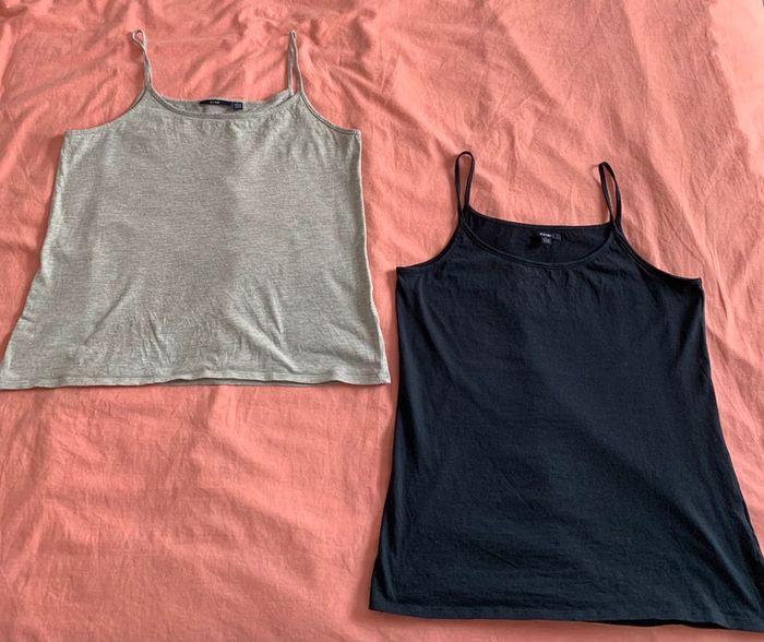 Lot de deux tops débardeurs bleu marine et gris clair taille L ou 40/42 - photo numéro 2