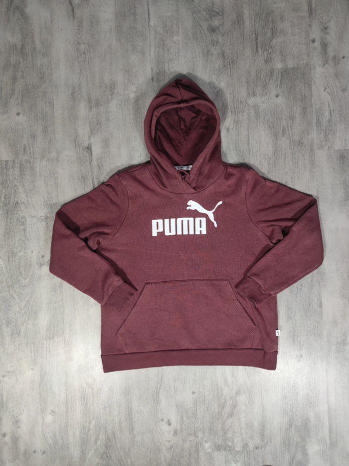 Sweat à Capuche Puma Bordeaux Logo Floqué Blanc Taille XS Homme - photo numéro 1