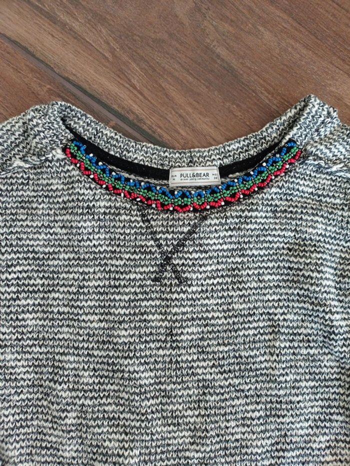 Pull pull & Bear paillette gris blanc taille m - photo numéro 2