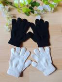 ×2 paires de gants noirs et blancs enfants 8/12 ans