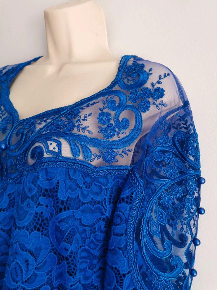 Top bleu roi strass, perles et dentelle Eden Rose Taille 5 - XL - photo numéro 4