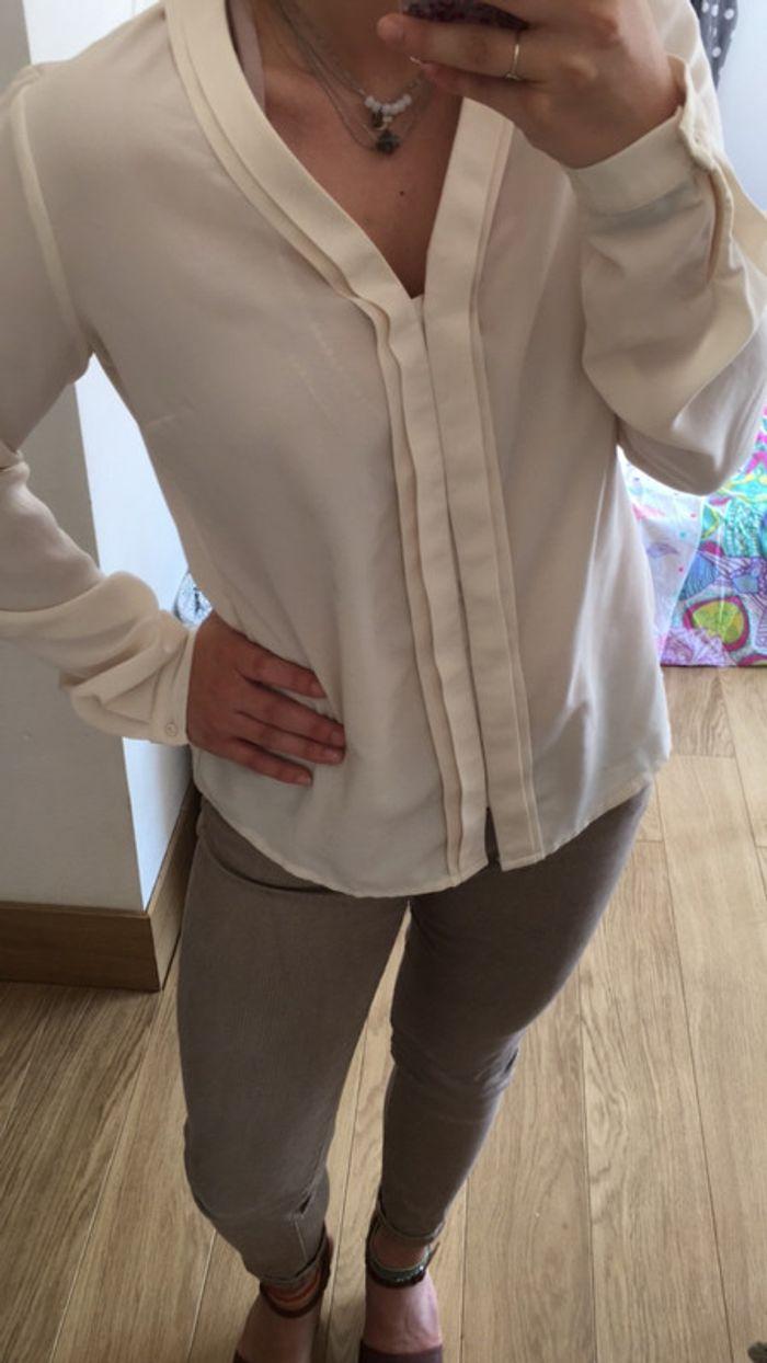 Chemise blouse habille blanc crème Vero mode taille S - photo numéro 2