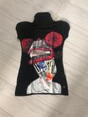 T-shirt noir avec col Desigual taille S