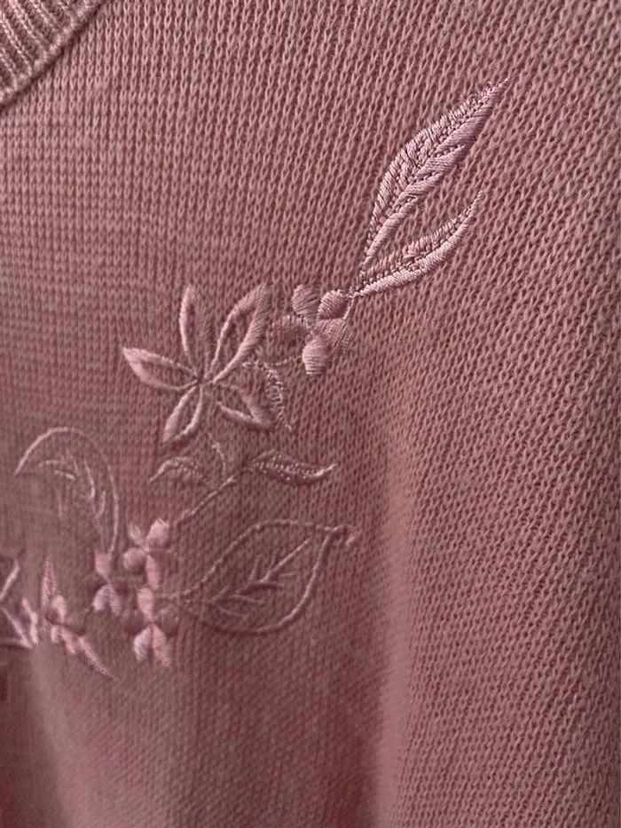 Pull ample rose pale à broderie - photo numéro 7