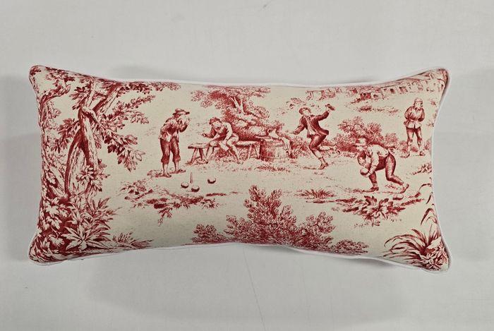 Lot de 2 housses de coussins cale dos 25x50cm en toile de jouy rouge  canapé, fauteuil,  lit,  chambre,  coussin   déco - photo numéro 1