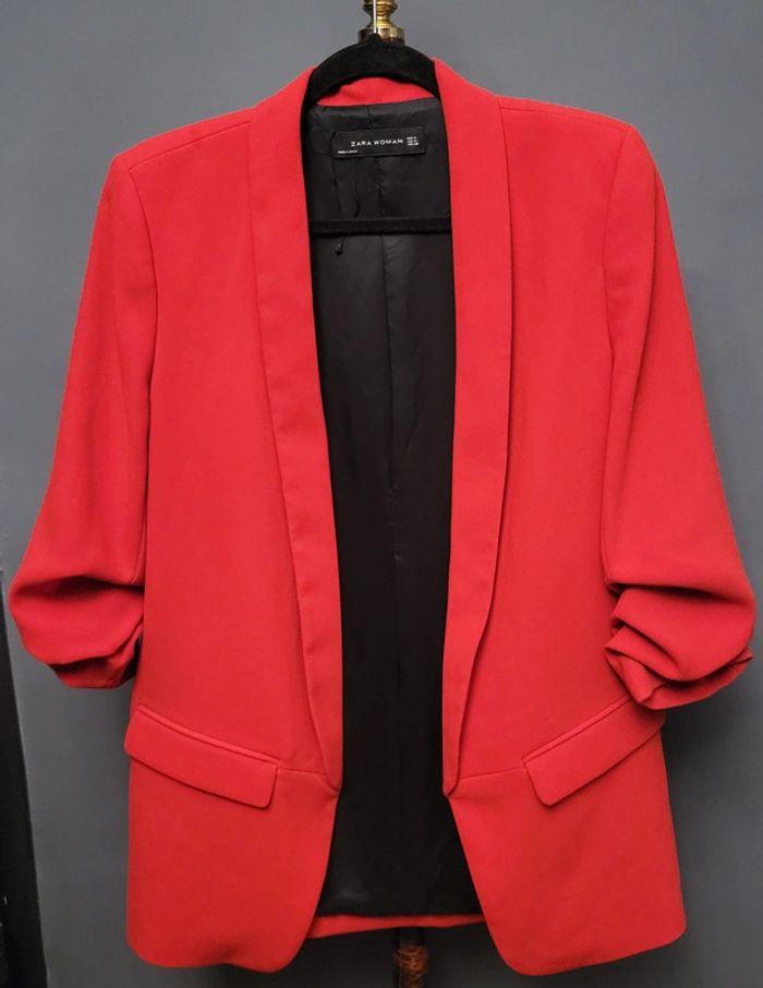 Veste Blazer rouge Zara etat neuf sans etiquette taille M - photo numéro 9