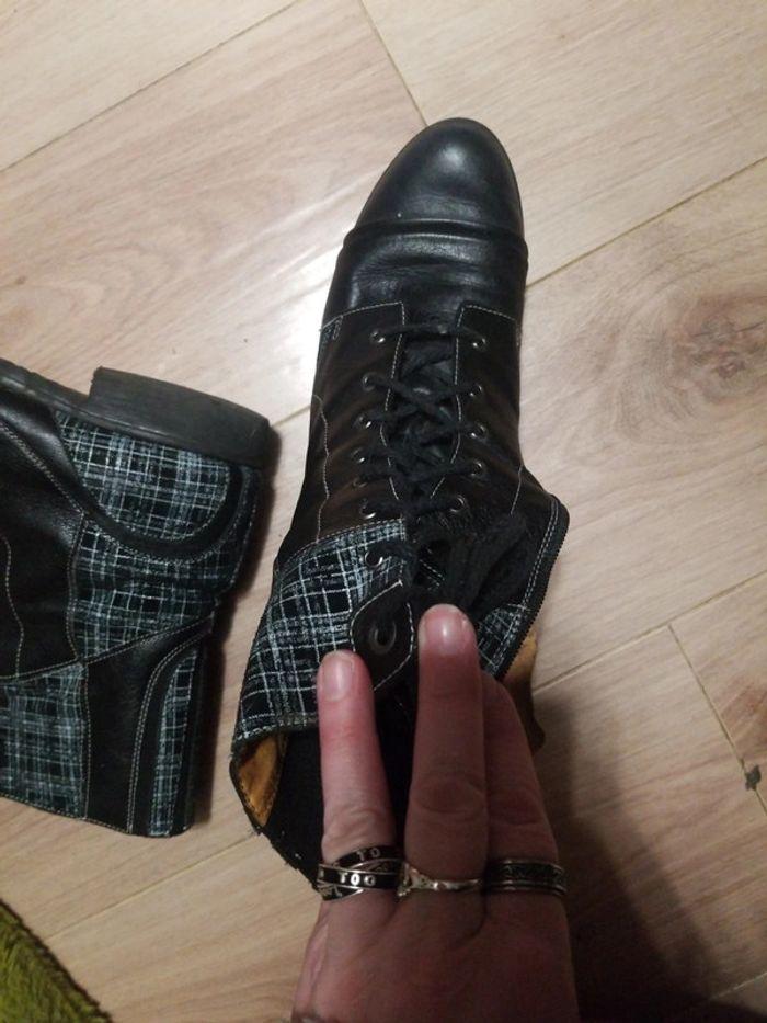 Jolies bottines cuir et tartan - photo numéro 8