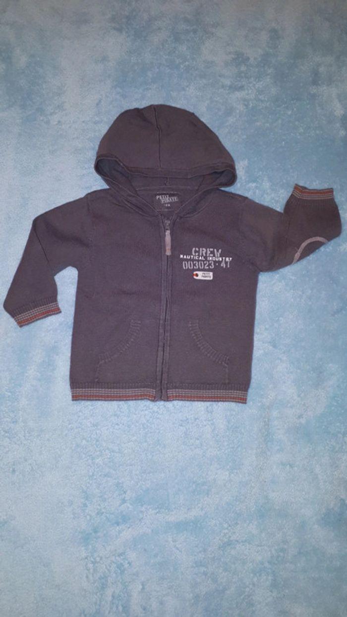 Gilet garçon à capuche gris Petit Pirate 18 mois - photo numéro 1