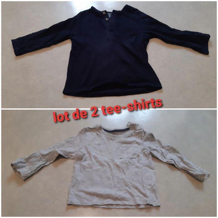 Lot de 2 tee-shirts t. 24 mois (bleu et gris) - photo numéro 1