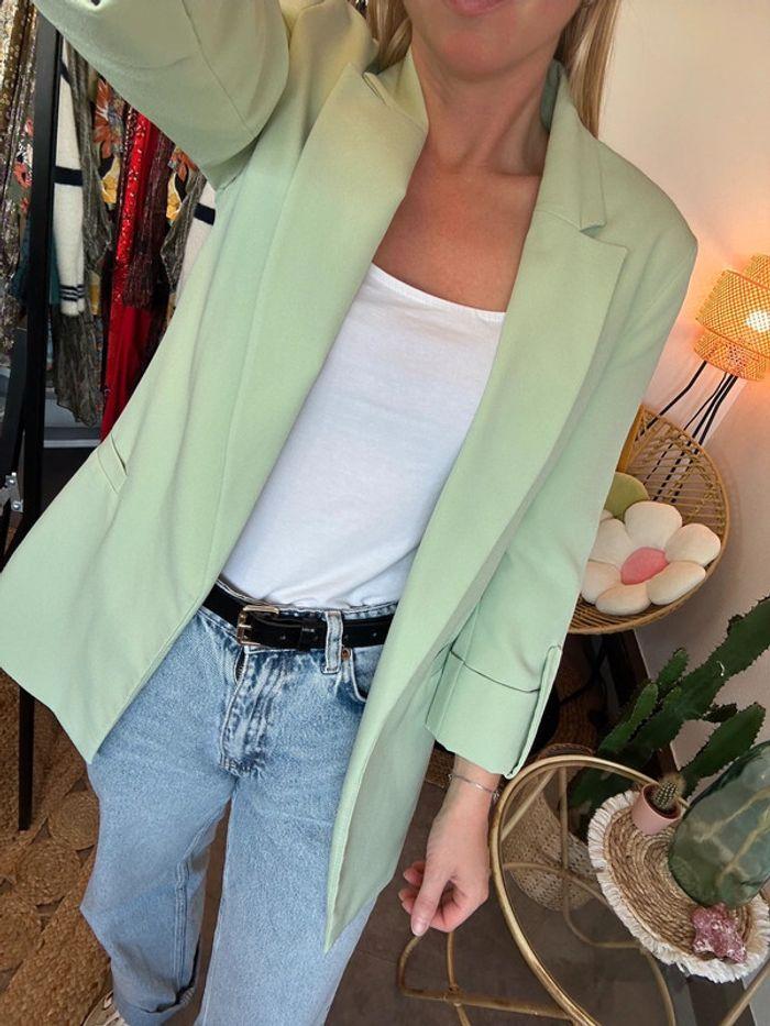 Blazer Bershka vert pâle, taille XS - photo numéro 2