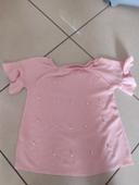 T-shirt rose avec perle 14 ans