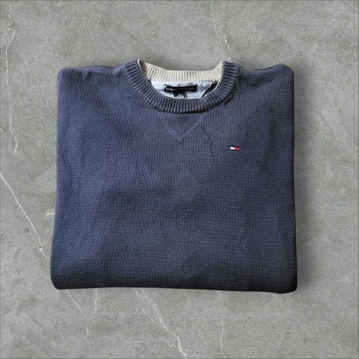 Pull Tommy Hilfiger Marine Taille M Logo Brodé - photo numéro 5