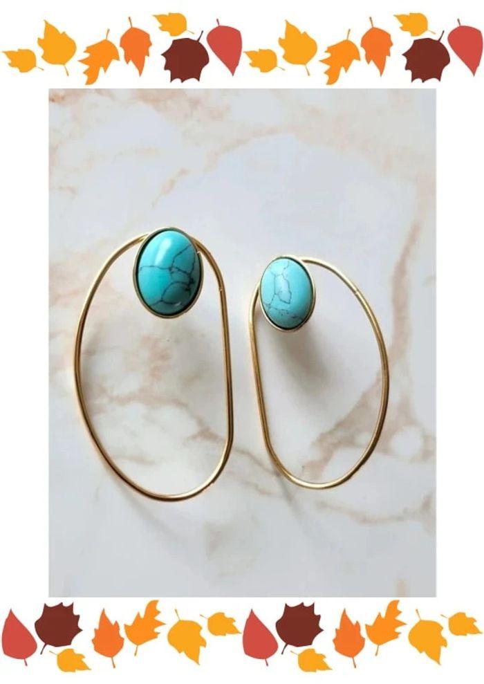 🌺 Boucles d'oreilles pierre bleue 🌺 - photo numéro 1