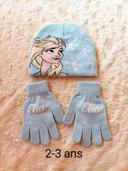 Lot bonnet + gants Elsa La Reine des Neiges Neuf