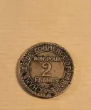 Pièce bon pour 2 francs année 1923 en tres bon etat