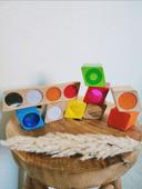 👶Cubes sensoriels et réglette en bois Montessori