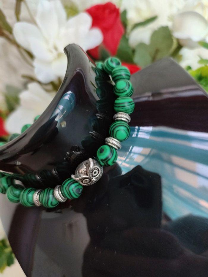 Bracelet en pierres naturelles de malachite - photo numéro 3