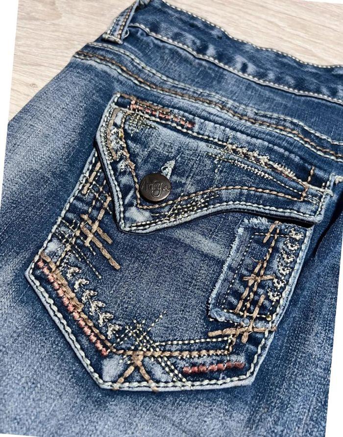 🩳 Short vintage brodé en jean Bleu Arya Taille S🩳 - photo numéro 11