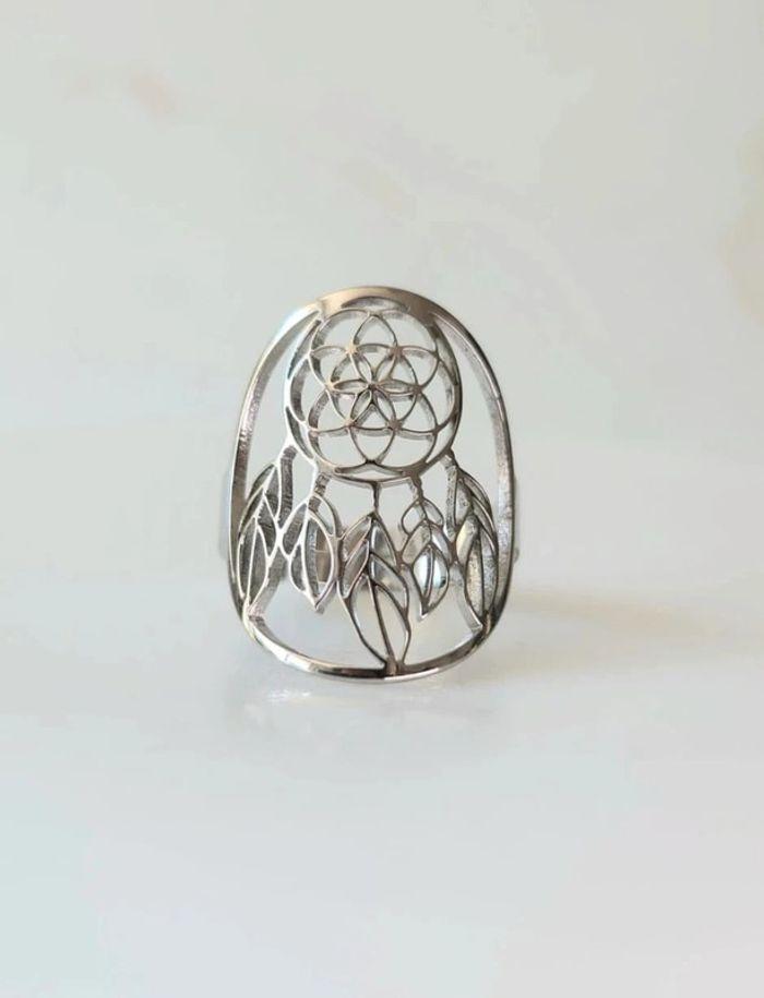 🌺 Bague attrape-rêves, dream catcher argentée 🌺 - photo numéro 1