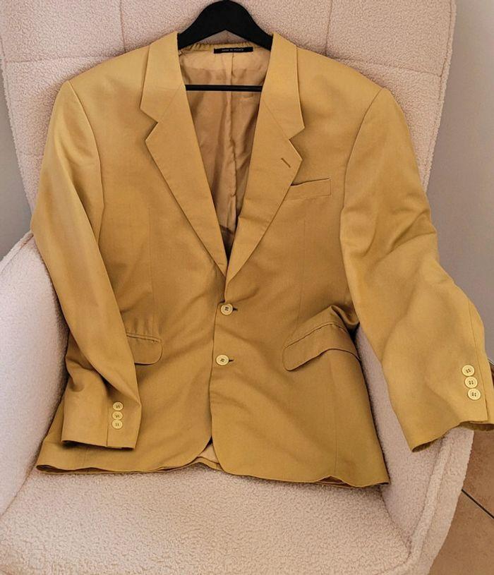 Veste costume Blazer épaulettes jaune ocre Vintage - photo numéro 3