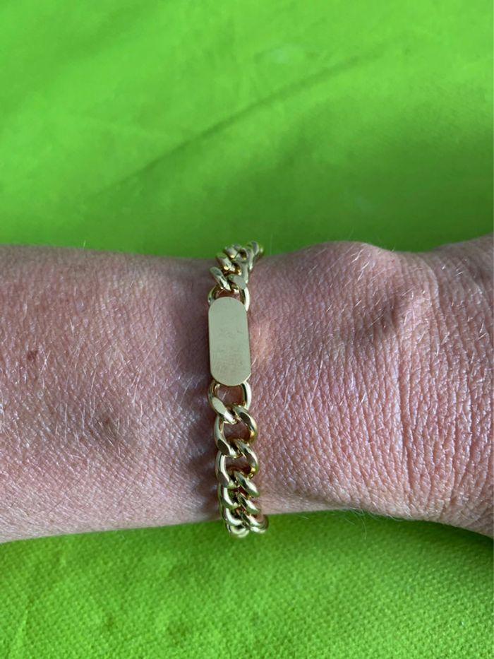 Beau bracelet mixte à boucle lisse et gros maillons en acier inoxydable doré - photo numéro 3