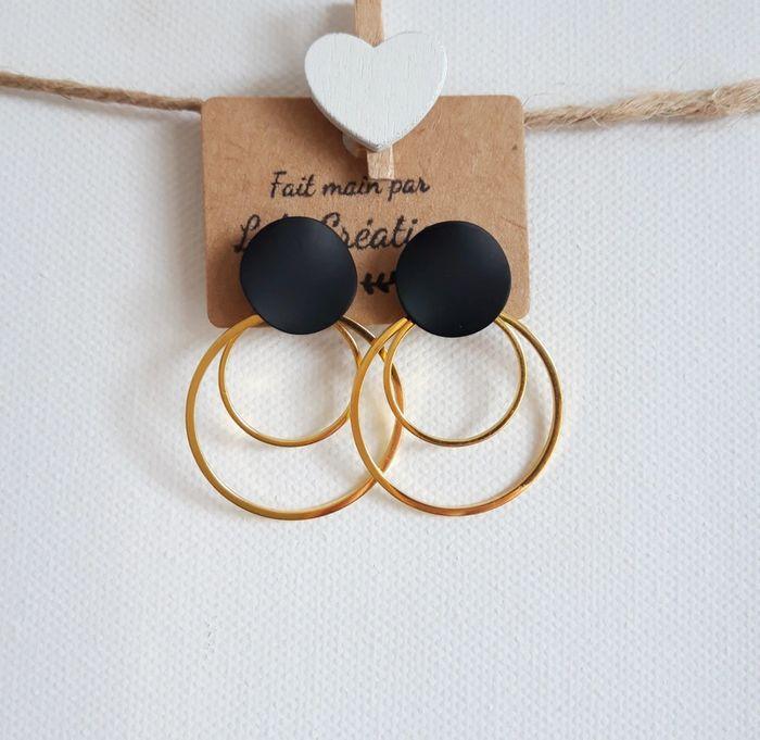 Boucles d'oreilles dorées et noires LC260 - photo numéro 1