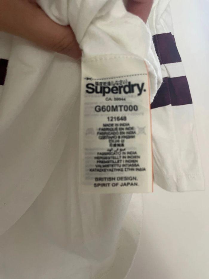 Tee-shirts manche 3/4 Superdry blanc et Bordeau - photo numéro 5