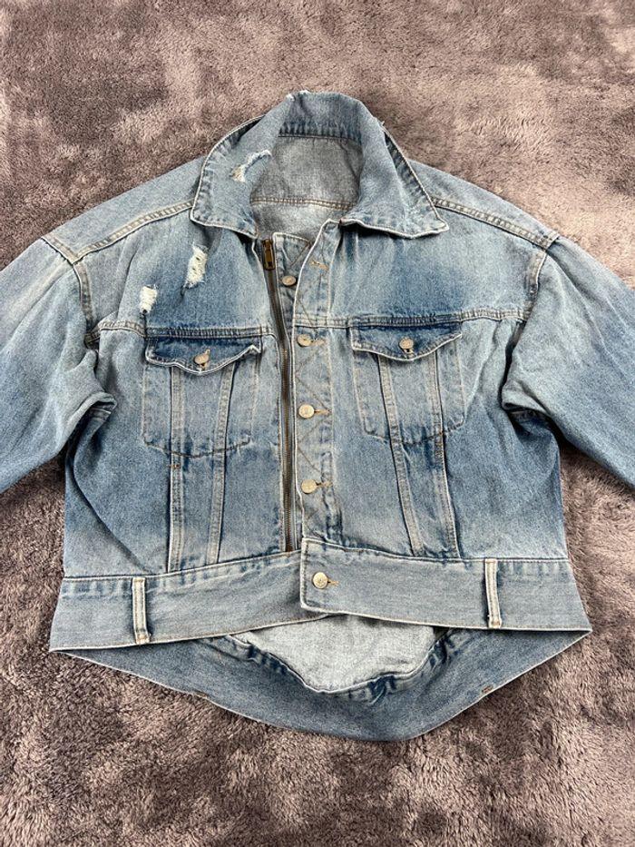 👕 Veste en Jeans vintage y2k Bleu Clair Taille L 👕 - photo numéro 6