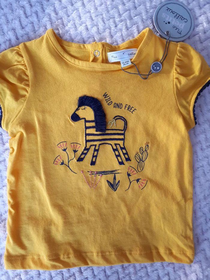 Ensemble fille t-shirt et legging jaune orangé zèbre Mes Petits Cailloux 12 mois neuf - photo numéro 8