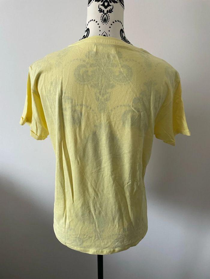 T-shirt à manches courtes jaune en coton imprimé devant arub fashion taille XS - photo numéro 5