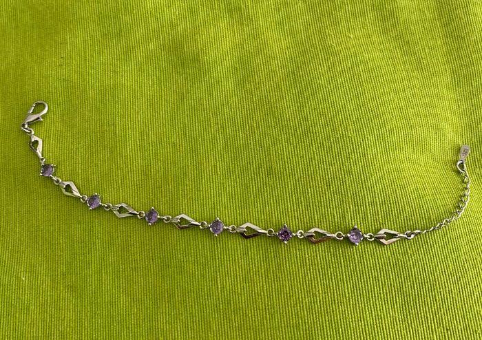 Bracelet fin losange violet en argent sterling 925 - photo numéro 3