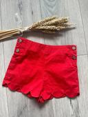 Short jacadi festonne rouge 5 ans