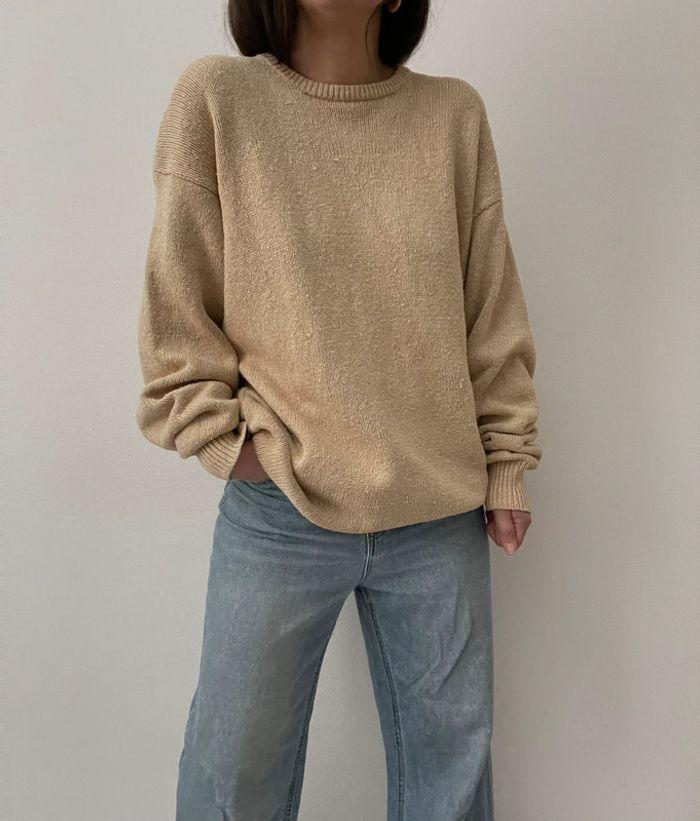 Oversized pull long beige soie et coton - photo numéro 2