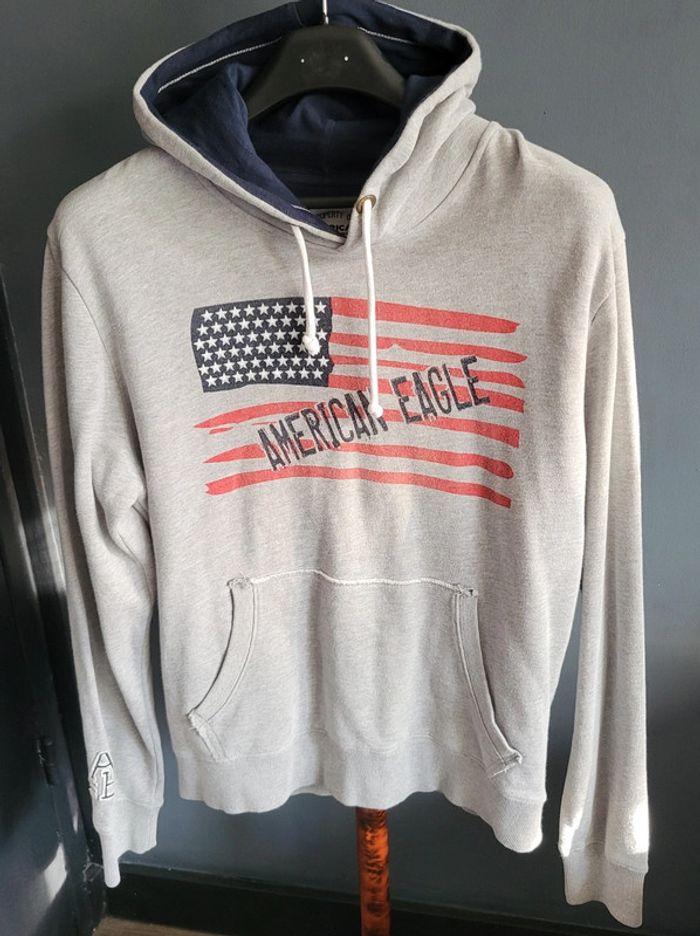 Sweat à capuche gris American Eagle homme taille XL en très bon état - photo numéro 2