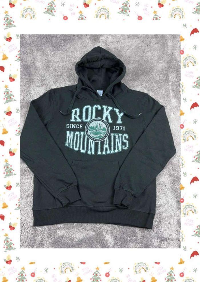 👕 Sweat à capuche Veste University Rare Vintage y2k 90s 2000s Rocky Mountains Noir Taille S 👕 - photo numéro 1