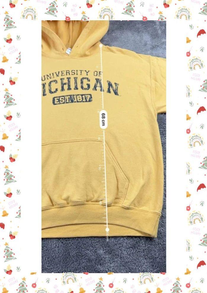 👕 Sweat à capuche Veste University Rare Vintage y2k 90s 2000s Michigan Jaune Taille M 👕 - photo numéro 3