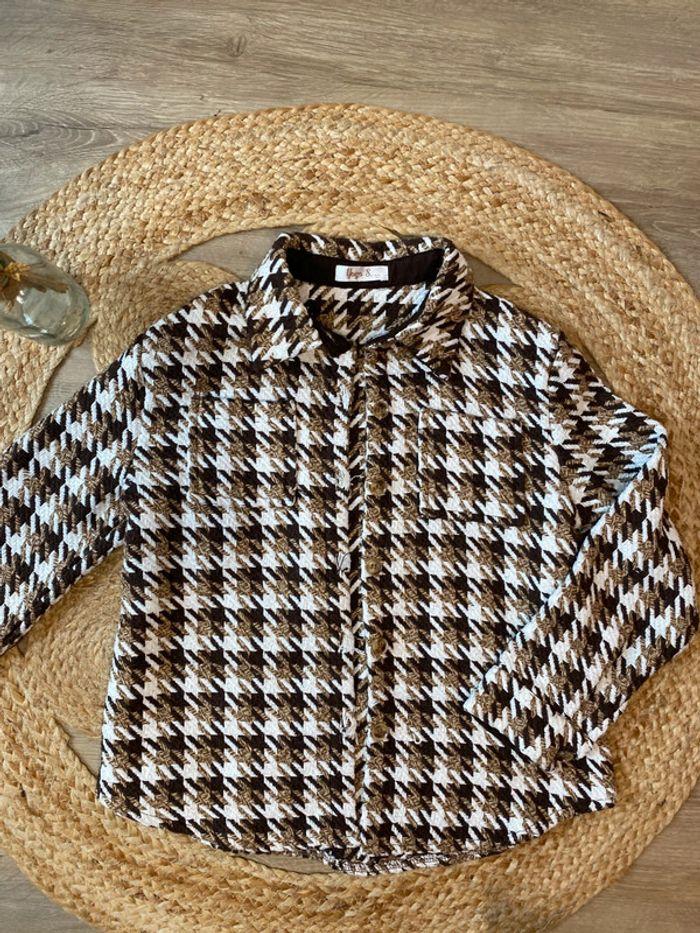 Veste motif pied de coq marron et blanc Yoyo S taille 10 ans - photo numéro 2