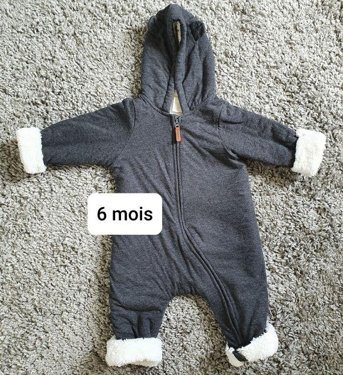 Combinaison, manteau pilote gris chaud H&M 6 mois - photo numéro 1