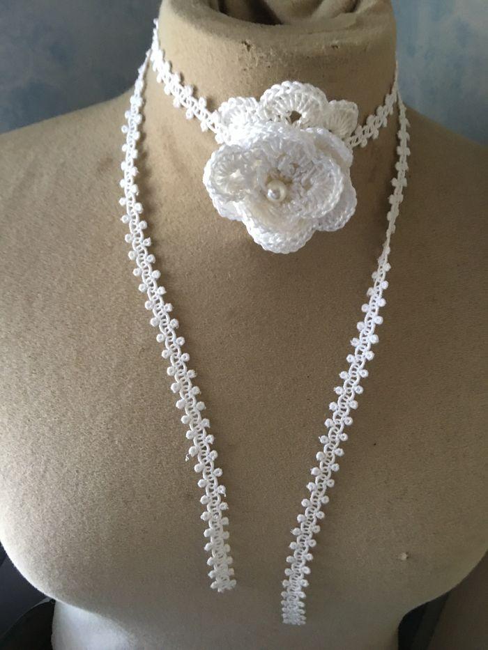 Collier mariage  dentelle la rose blanche - photo numéro 1