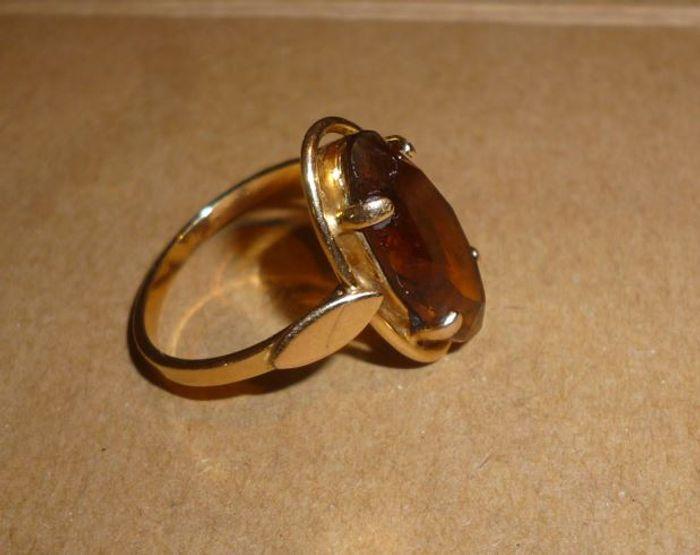 bague plaqué OR, citrine véritable - photo numéro 1