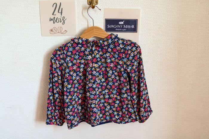 Blouse marine fleurie col claudine, Sergent Major, 24 mois - photo numéro 4